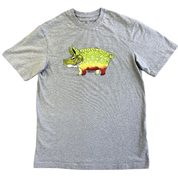 Patagonia “Trout Pig” Graphic Tee – Size Small Sustainable Eco Wear - Picture 1 of 11